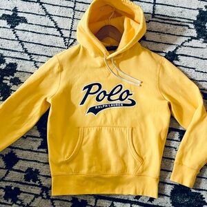 Polo Ralph Lauren Script Hoodie Bright Yellow Sz Small